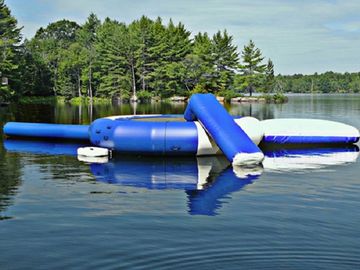 Blauwe Openlucht Opblaasbare Watertrampoline, Aangepast Opblaasbaar Waterspeelgoed voor Meer