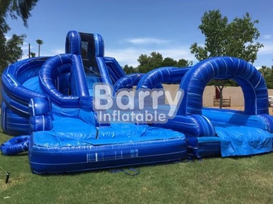 Gekke Contant geldbinnenplaats Barry Inflatable Water Slides 17ft Gele en Blauwe kleur