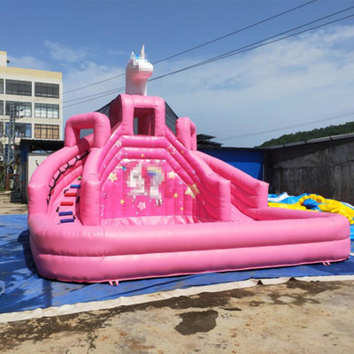 Van de het Park Mobiele Roze Prinses van het Commerical de Opblaasbare Grondwater Dia van Bouncer With Pool