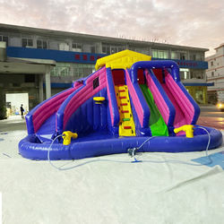 EN71 opblaasbaar springkasteel Water opblaasbaar pretpark voor kinderen met zwembadglijbaan