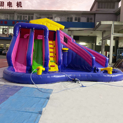 EN71 opblaasbaar springkasteel Water opblaasbaar pretpark voor kinderen met zwembadglijbaan
