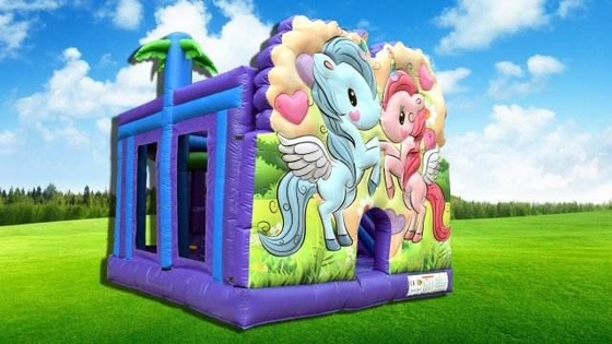 Backyard Unicorn springkasteel huren springkussen huis kinderen