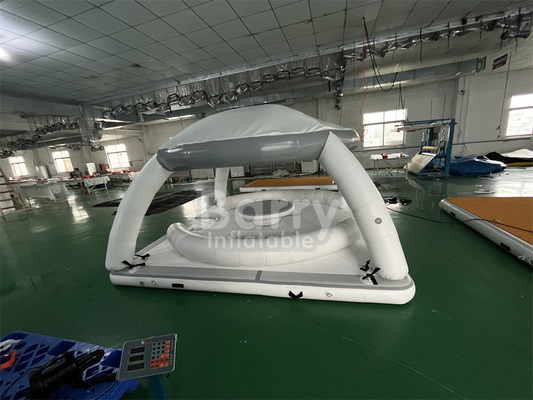 Gepersonaliseerd Draagbaar Water Drijvend Leisure Aqua Banas Platform Dock Met Tent Opblaasbare ligstoel
