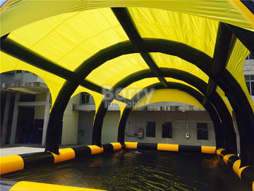 Aangepaste Gele pvc-Geteerd zeildoek Opblaasbare Tent met Pool, Opblaasbare Schuilplaats