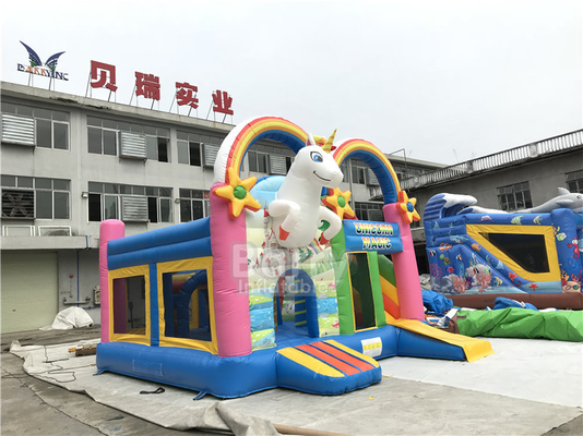 Aangepast de Sprongpark van pvc Unicorn Inflatable Jumping Bouncer House voor Activiteit