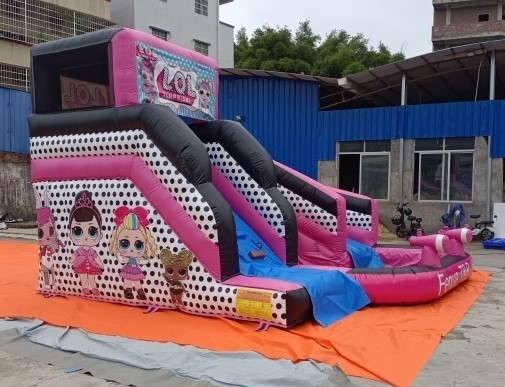 0.55mm de Opblaasbare LOL Bounce House Slide Pink Commerciële Huur van pvc