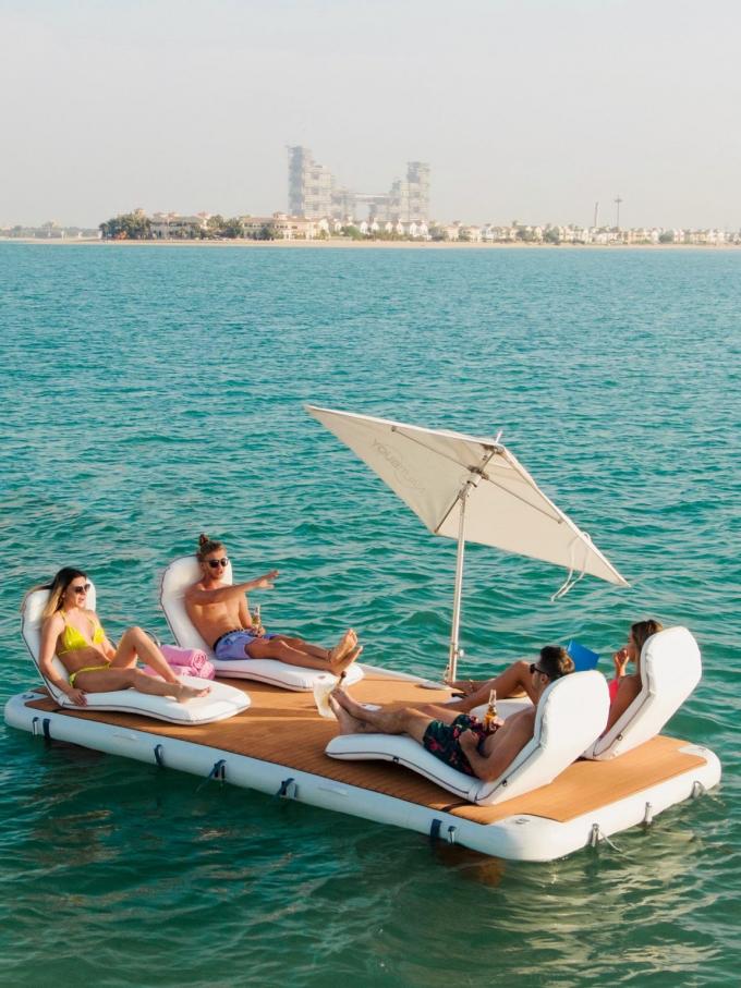 Watermeren Oceaan Leisure T-vorm opblaasbaar drijvend jacht Dock Family Friends Party 5