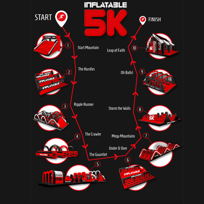Outdoor Playground Competitive Game Red Insane opblaasbare 5k Giant 5km opblaasbare hindernisbaan voor evenementen