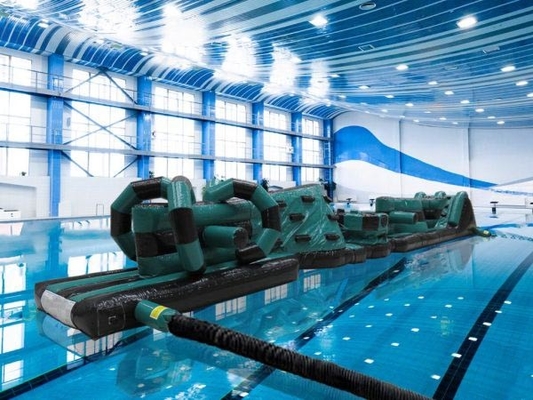 Commerciële warmteverzegelde dubbele rijstroken 15M Whirligig zwembad opblaasbare Aqua Run