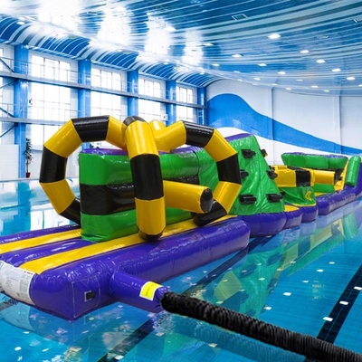 Commerciële warmteverzegelde dubbele rijstroken 15M Whirligig zwembad opblaasbare Aqua Run