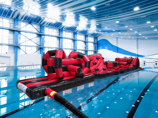 Commerciële warmteverzegelde dubbele rijstroken 15M Whirligig zwembad opblaasbare Aqua Run