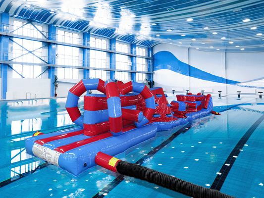 Commerciële warmteverzegelde dubbele rijstroken 15M Whirligig zwembad opblaasbare Aqua Run