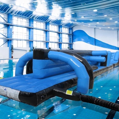 Opblaasbaar water speelgoed obstakelbaan voor zwembad 13M Zwart & Blauw Twin Track zwembad Opblaasbaar Aqua Run