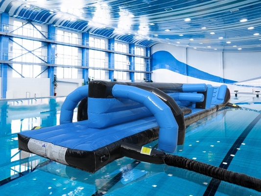 Opblaasbaar water speelgoed obstakelbaan voor zwembad 13M Zwart & Blauw Twin Track zwembad Opblaasbaar Aqua Run