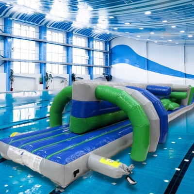 Fantastisch opblaasbaar water speelgoed 15M Twin Track zwembad opblaasbaar water drijvend obstakelbaan