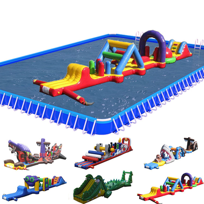 PVC op water opblaasbare hindernisbaan met een enkele baan Aqua Run met glijbaan voor kinderen en volwassenen