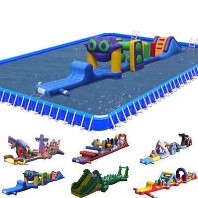 PVC op water opblaasbare hindernisbaan met een enkele baan Aqua Run met glijbaan voor kinderen en volwassenen