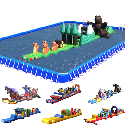 PVC op water opblaasbare hindernisbaan met een enkele baan Aqua Run met glijbaan voor kinderen en volwassenen