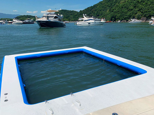 Yacht Outdoor Sports Drop Stitch Zee Pool Opblaasbaar Drijvende Oceaan Zee Zwembad Met Anti-kwallen Net