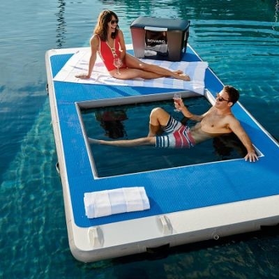 Yacht Outdoor Sports Drop Stitch Zee Pool Opblaasbaar Drijvende Oceaan Zee Zwembad Met Anti-kwallen Net
