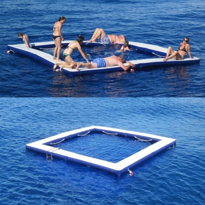 Yacht Outdoor Sports Drop Stitch Zee Pool Opblaasbaar Drijvende Oceaan Zee Zwembad Met Anti-kwallen Net