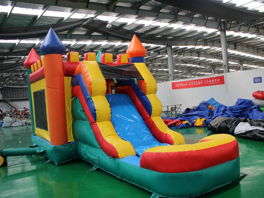 Commercieel PVC Kinderen Custom Logo nat of droog Kasteel Bounce House Met Glijbaan Amusement Toy Type