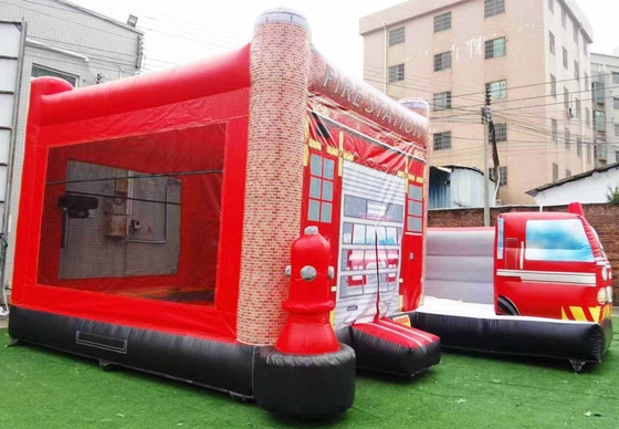 OEM ODM 3 in 1 brandweerkazerne Bounce House met zwembad Bouncy Jumper Kasteel Water glijbaan Obstakel voor kinderen