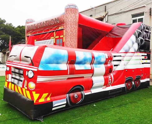 OEM ODM 3 in 1 brandweerkazerne Bounce House met zwembad Bouncy Jumper Kasteel Water glijbaan Obstakel voor kinderen