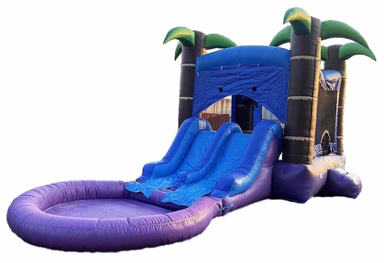 Gepersonaliseerde combo uitsmijter met 2 glijbanen en zwembad nat of droog springkasteel met water glijbaan