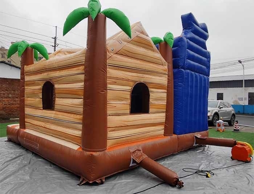Veilig en duurzaam Palmboom Bouncy Castle Pirate Jungle Bounce House met glijbaan Voor kinderen Volwassenen