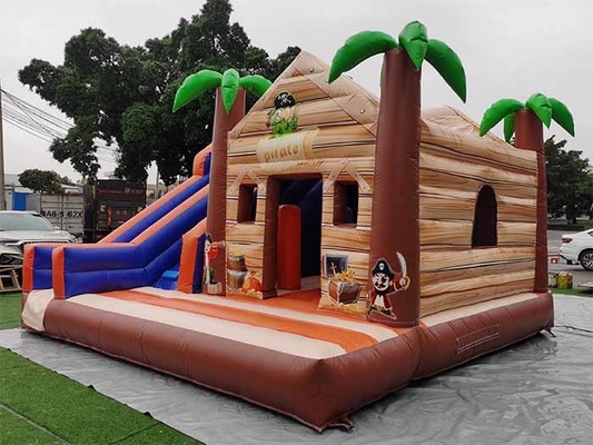 Veilig en duurzaam Palmboom Bouncy Castle Pirate Jungle Bounce House met glijbaan Voor kinderen Volwassenen