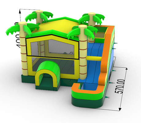 Huisgebruik opblaasbare jungle bounce huis met slide palmboom opblaasbare bouncer
