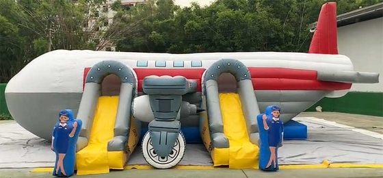 Custom Logo Printed Airplane Bounce House Combo Unit met Slide Repair Kit inbegrepen
