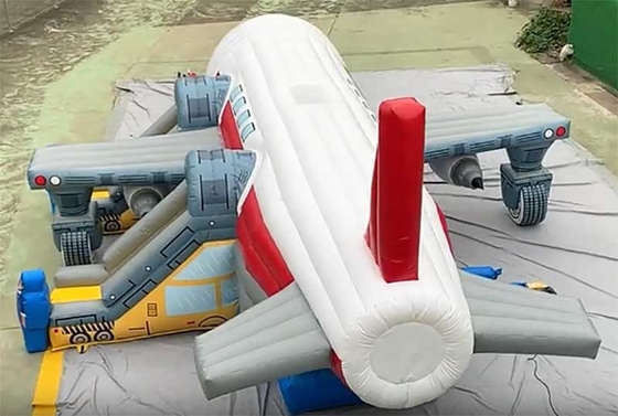 Custom Logo Printed Airplane Bounce House Combo Unit met Slide Repair Kit inbegrepen