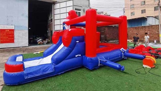 Indoor / outdoor Spiderman Bounce House met glijbaan voor kinderfeesten