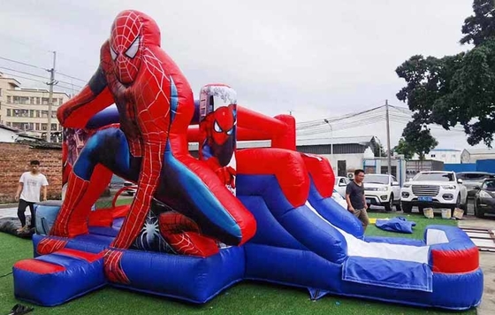 Indoor / outdoor Spiderman Bounce House met glijbaan voor kinderfeesten