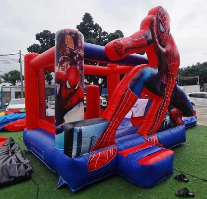 Indoor / outdoor Spiderman Bounce House met glijbaan voor kinderfeesten