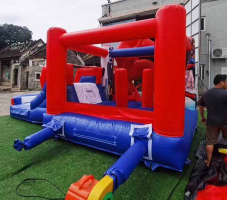 Indoor / outdoor Spiderman Bounce House met glijbaan voor kinderfeesten