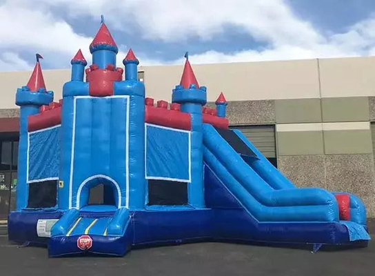 Binnen/buiten Prinses Kasteel Blauw & Rood Bouncy Kasteel met Slider voor uw evenement