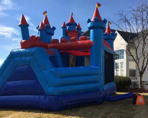 Binnen/buiten Prinses Kasteel Blauw & Rood Bouncy Kasteel met Slider voor uw evenement