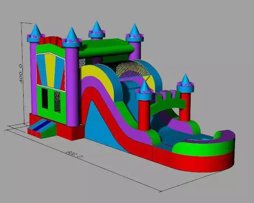 Buiten plezier opblaasbaar kasteel springhuis met glijbaan en zwembad