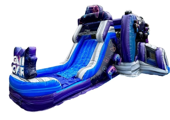 Aangepast en duurzaam level up gamer bounce huis met glijbaan voor pretpark