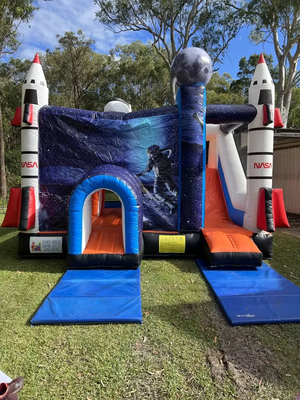 Space Shuttle Bounce House met glijbaan voor kinderen Springen Klimmen