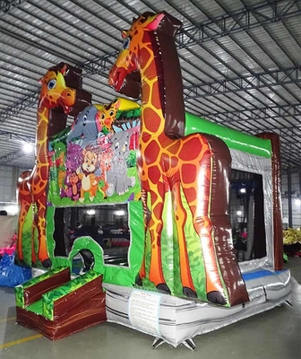 Logo Custom Giraffe Bounce House voor feestverhuur