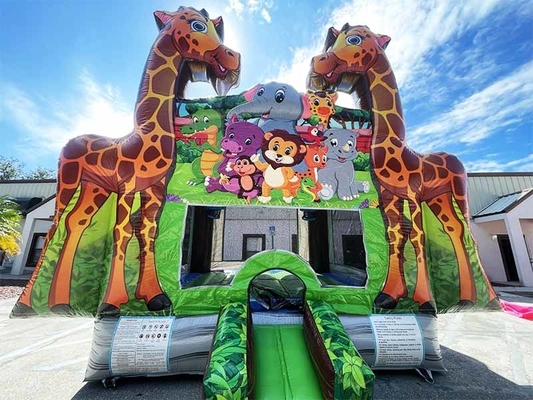 Logo Custom Giraffe Bounce House voor feestverhuur