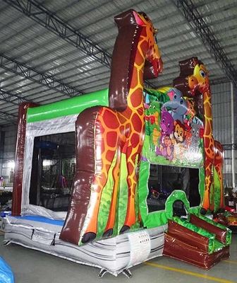 Logo Custom Giraffe Bounce House voor feestverhuur