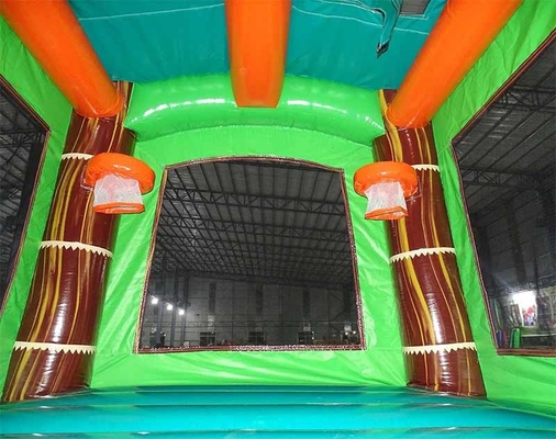 Opblaasbare uitsmijter op maat van PVC-materiaal Dinosaurus Bounce House voor kinderen