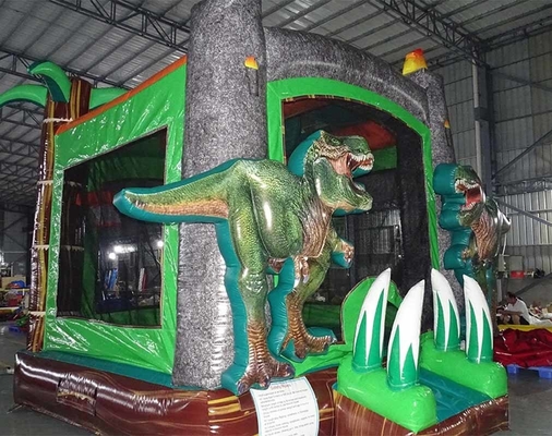 Opblaasbare uitsmijter op maat van PVC-materiaal Dinosaurus Bounce House voor kinderen