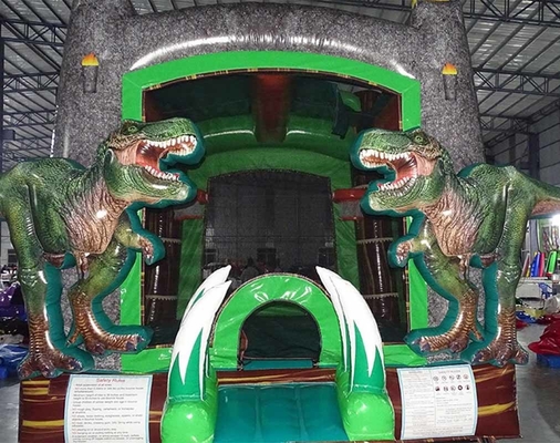Opblaasbare uitsmijter op maat van PVC-materiaal Dinosaurus Bounce House voor kinderen