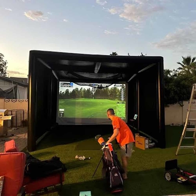 Gezegelde buitengolf training slaan kooi scherm opblaasbare golf simulator tent voor sport